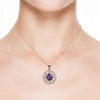 Vintage Style Amethyst Halo Pendant with Diamond Round Detailing