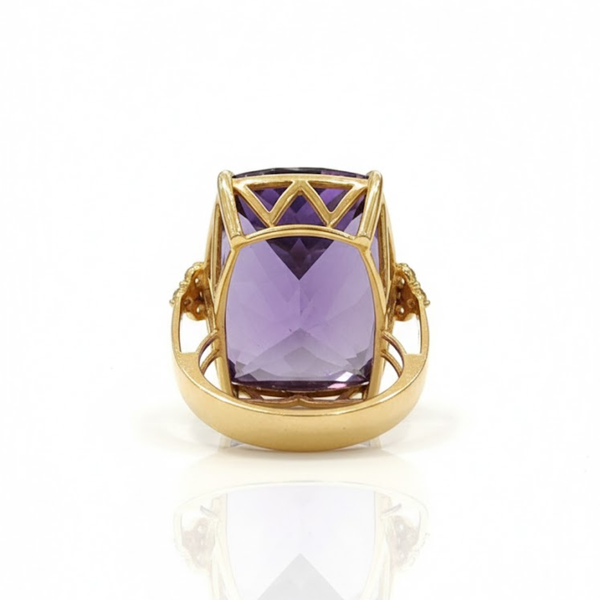 Amethyst Cushion-Cut Solitaire with Diamond Trillions