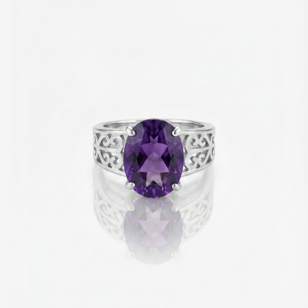 Silver Amethyst Statement Ring