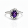 Classic Oval Amethyst Halo Ring with Diamond Accents