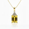 Emerald - Cut Lemon Topaz with diamond top cover Pendant