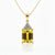 Emerald - Cut Lemon Topaz with diamond top cover Pendant