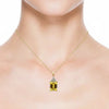 Emerald - Cut Lemon Topaz with diamond top cover Pendant