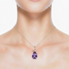Pear-Cut Amethyst Pendant in 14K Rose Gold with Diamond-Accented Ribbon Swirl