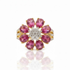 Nature Inspired Rhodolite & Diamond Flower Ring