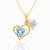 Aquamarine and Diamond Tilted Heart with a butterfly in diamond Pendant