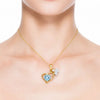 Aquamarine and Diamond Tilted Heart with a butterfly in diamond Pendant