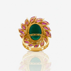 Rose Garden Gala Ring Green Opal and Ruby Bloom Statement Piece