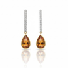Luminous Citrine Solitaire Drops featuring Sleek Geometric Diamond Accents