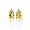 Lemon Topaz and Diamond Tapered Stud Earrings in 14K Gold