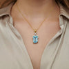 Emerald - Truncated Blue Topazin diamond Pendant