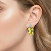 Lemon Topaz and Diamond Tapered Stud Earrings in 14K Gold