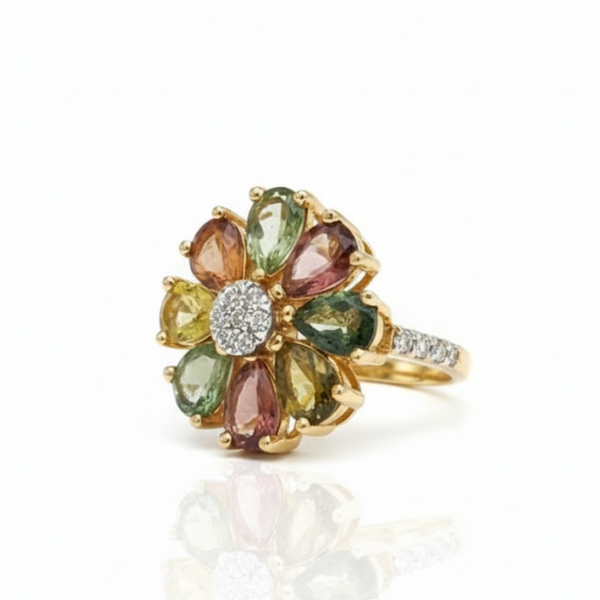 Natural Tourmaline Vintage With Diamond Ring