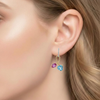 Blue Topaz Heart and Rhodolite Pear-Cut Drop Earrings in 14K Gold