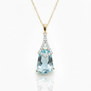 Shield-Cut Sky Blue Topaz Pendant with Diamond-Set Chevron Pendent