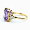Radiant Cut Amethyst Solitaire Ring with Pear cut Diamonds