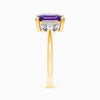 Radiant Cut Amethyst Solitaire Ring with Pear cut Diamonds