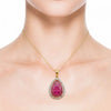 Drop - Cut Carved Ruby Halo Pendant