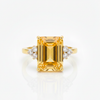 Emerald-Cut Citrine and Diamond Three-Stone Ring