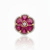 Natural Ruby Flower shape-Stone Ruby in Diamond Ring