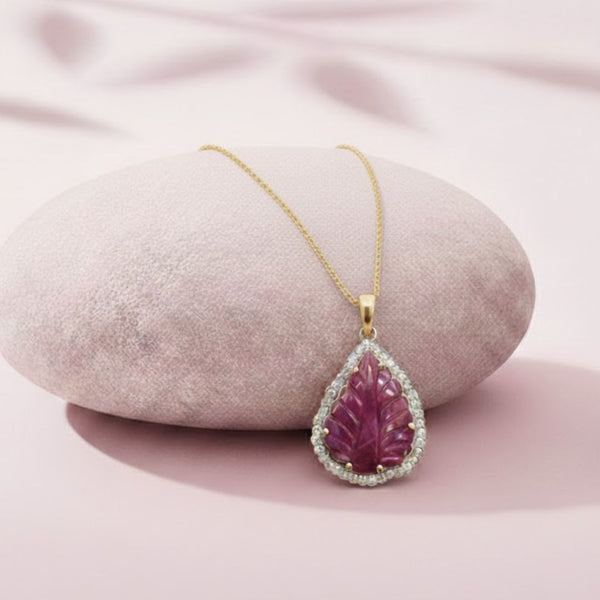 Carved Ruby Lead Halo Pendant