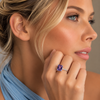 Emerald Cut Amethyst Sterling Silver Ring