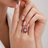 Nature Inspired Rhodolite & Diamond Flower Ring