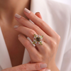Autumnal Garden Statement Ring with Marquise Tourmaline and Diamond Ring