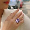 Amethyst Cushion-Cut Solitaire with Diamond Trillions
