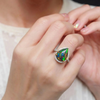 Natural Pear-Cut Black Opal Cocktail Ring with Brilliant Diamond Halo