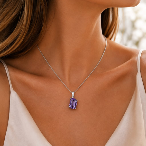 S - Shape fancy Amethyst silver pendant