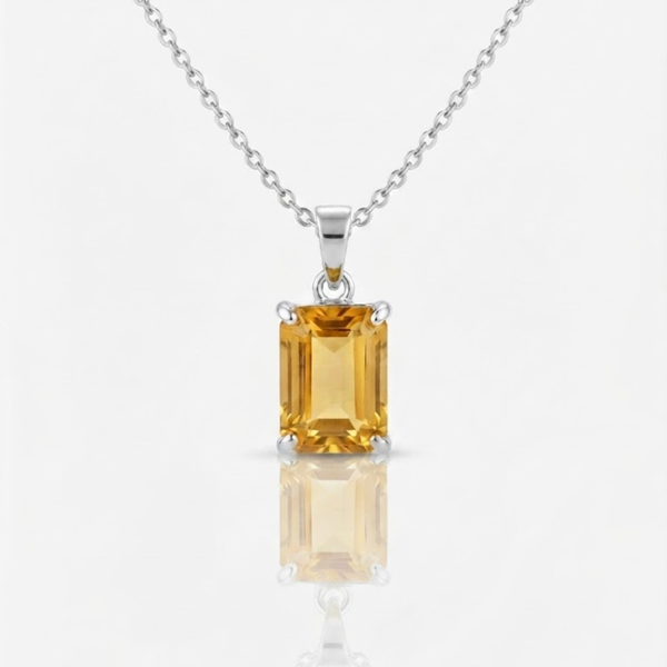Emerald-Cut Citrine Pendant