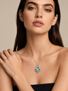 Ascher Cut Blue Topaz in diamond Cover Pendant