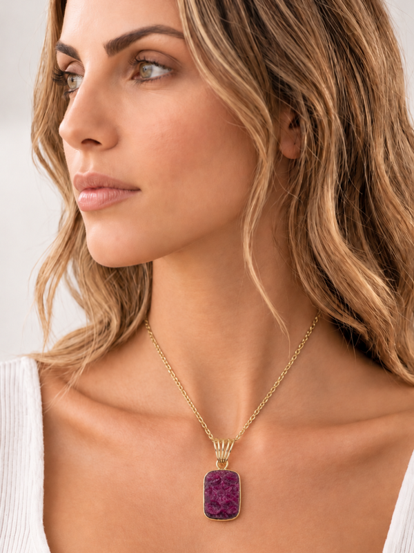 The Heirloom: Carved Ruby & 14k Gold Pendant