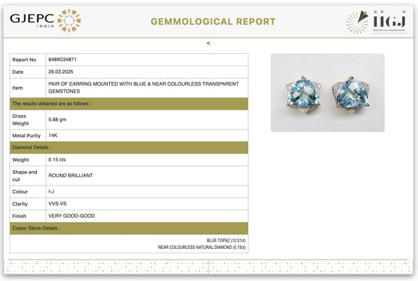 The Celestia Hexagon: Sky Blue Topaz & Diamond Earrings