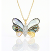 Carved Abalone and Diamond Butterfly Statement Pendant