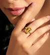 Emerald-Cut Citrine Solitaire with Diamond Accents