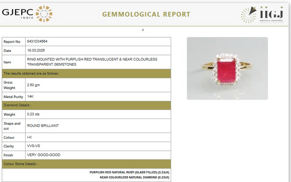 Natural Ruby Emerald Cut in Diamond Ring