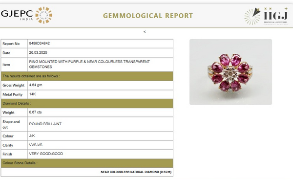 Nature Inspired Rhodolite & Diamond Flower Ring