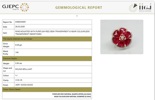 Natural Ruby Flower shape-Stone Ruby in Diamond Ring