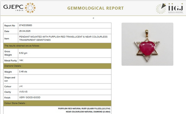 Heart- Shaped Ruby Open Heart Star Cover Pendant