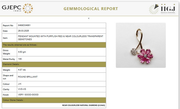 Natural Rhodolite and Diamond Twin Flower Pendant in 14K Gold