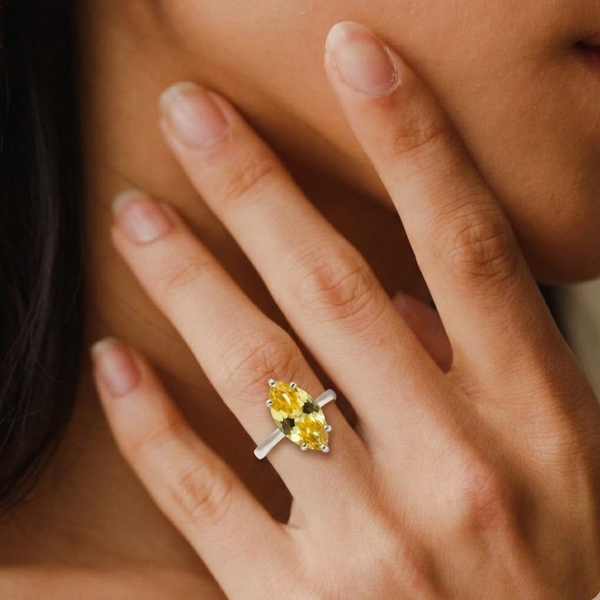 Marquise Golden Topaz Sterling Silver Ring