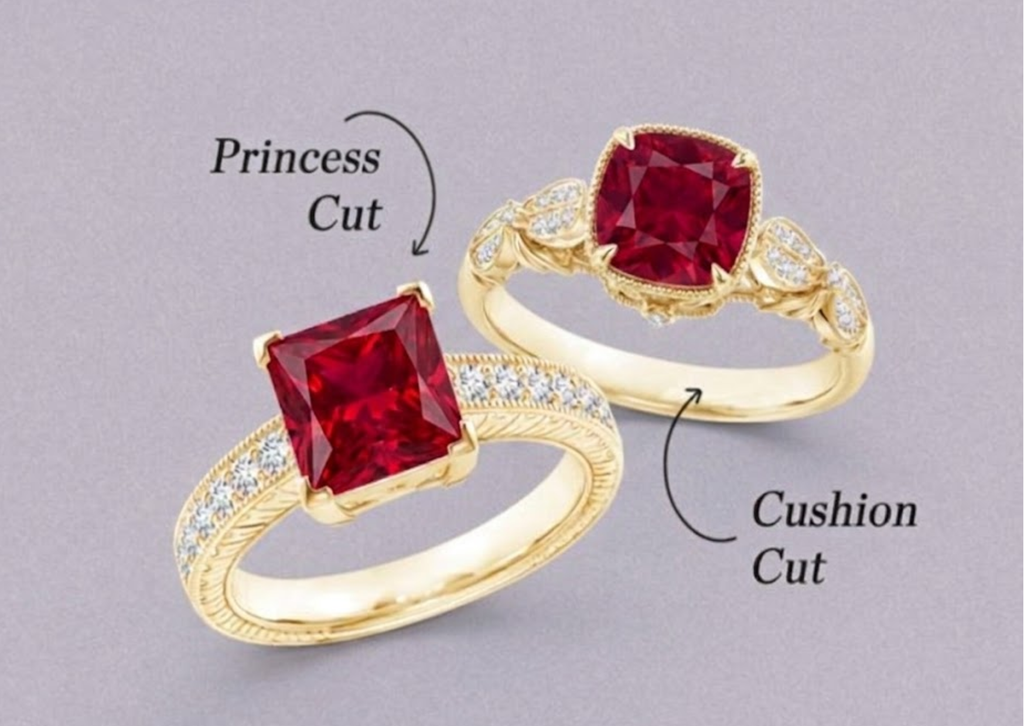 Princess cut vs cushion cut Ruby ring. Which is Right for you?