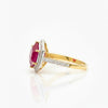 Haxagon Cut Ruby Stone in Diamond Ring