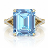 Natural Sky Blue Topaz Cocktail Ring featuring a Radiant Multi-Row Diamond Band