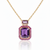Emerald-Cut Amethyst Pendant Halo in Yellow Gold