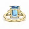 Natural Sky Blue Topaz Cocktail Ring featuring a Radiant Multi-Row Diamond Band