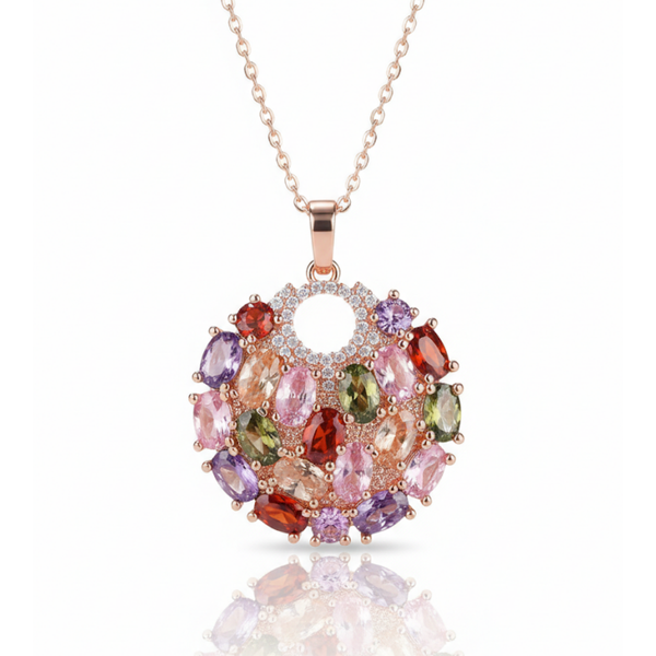 Vivid Multi-Tone Tourmaline Medallion Featuring Oval and Round Brilliant Cuts