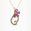 Natural Half Flower 4 Petal Pendent in Diamond